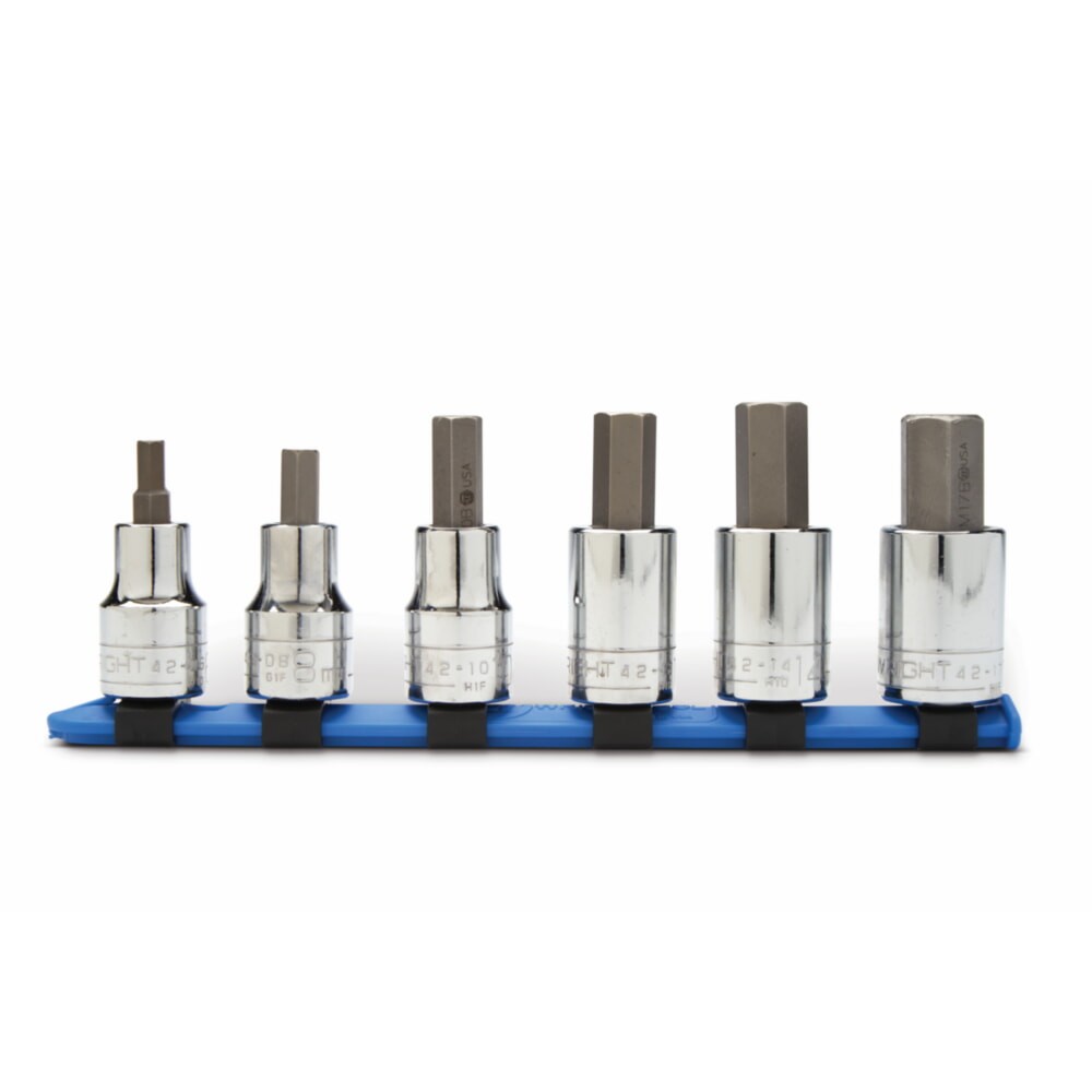 Wright Tool 453 1/2" Drive 6 Piece Metric Hex Bit Socket Set On Clip Rail