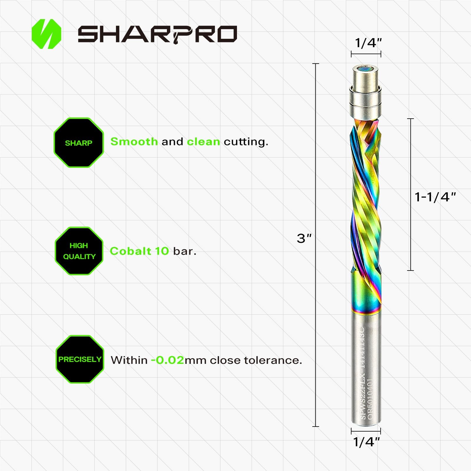 SHARPRO Compression Flush Trim Router Bit 1/4 Inch COMPRESSION CUT