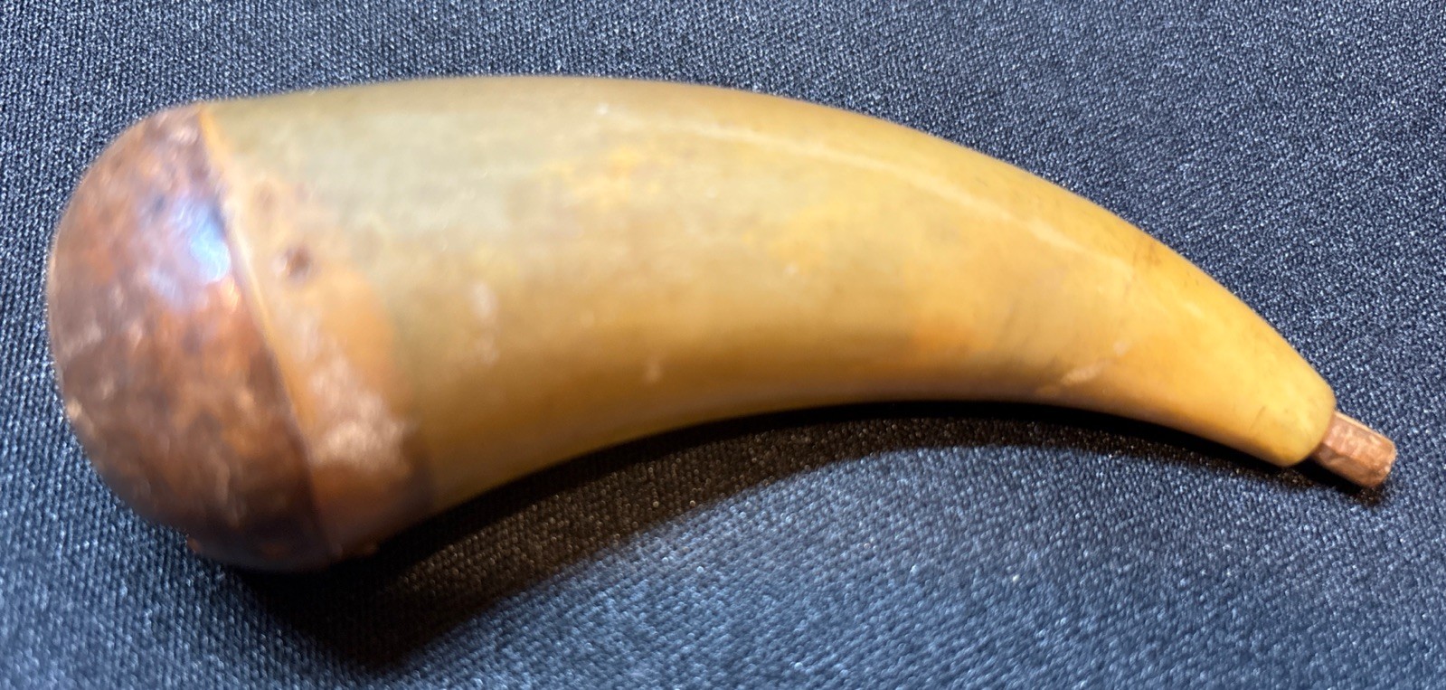 Rare Antique Priming Powder Horn Small 4” Rounded Bottom Wood Stopper