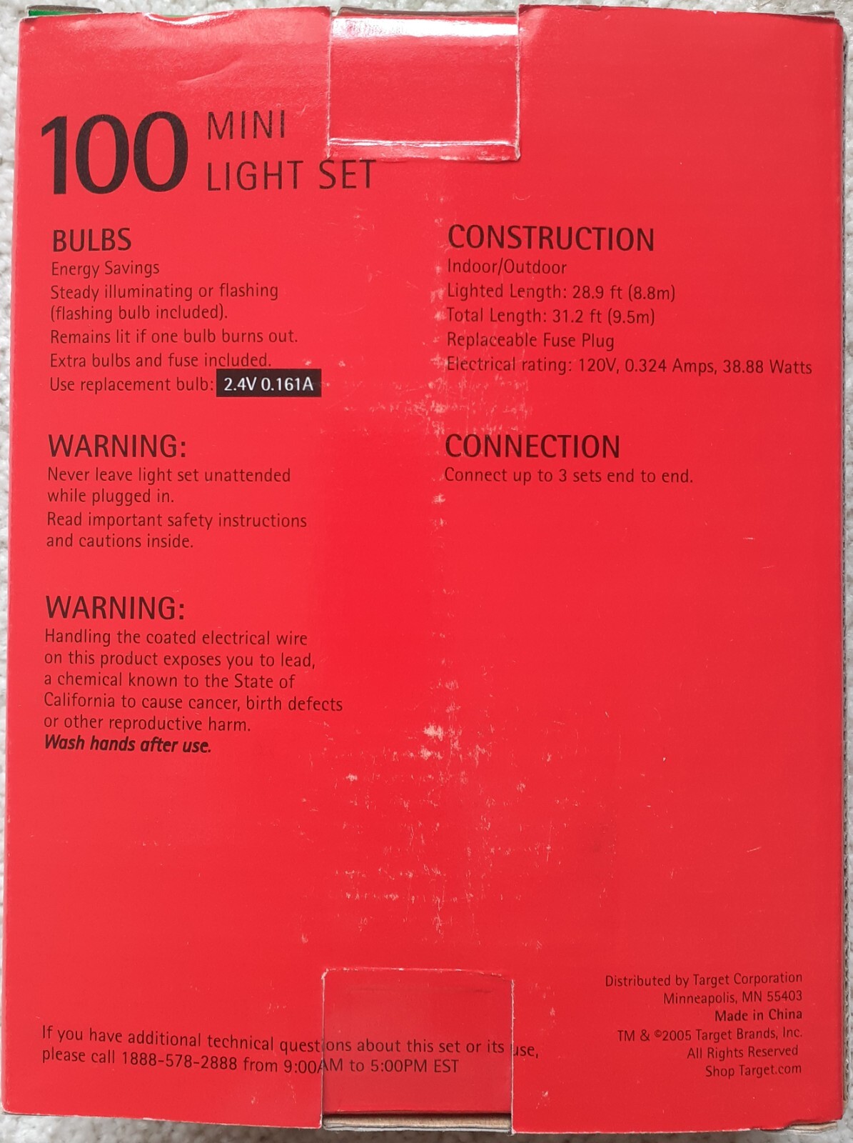 NIB Target 100 Count Red / Green Incandescent Mini Lights