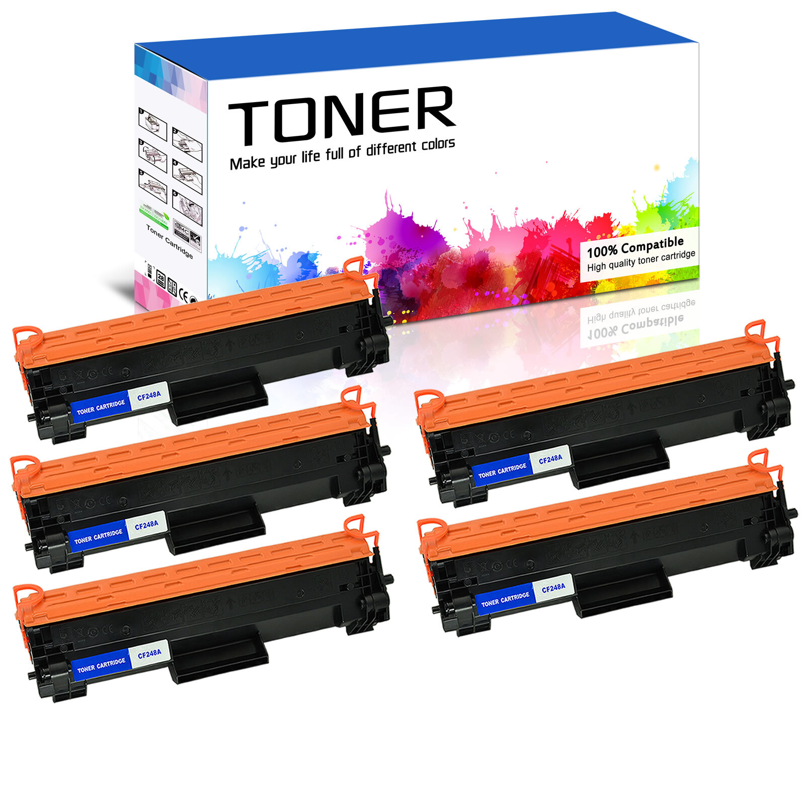 5 Pack CF248A 48A Black Toner Cartridge for HP LaserJet MFP M28a M28w M29a M29w