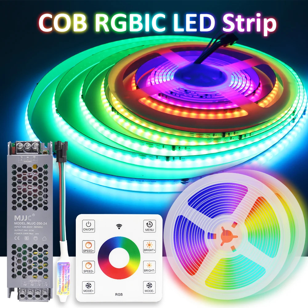 WS2811 COB RGBIC LED Strip DC24V 5M 10M 20M 30M RGB IC Horse Running Flowing LED