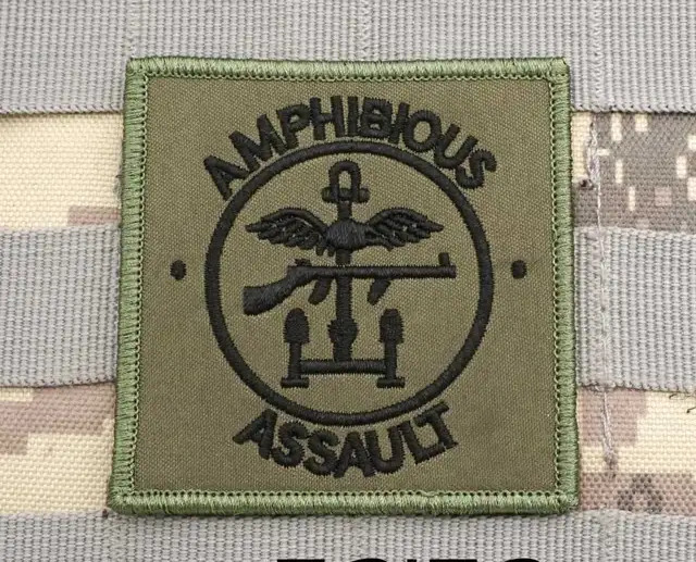 FABULOUS ROYAL MARINES COMMANDO AMPHIBIOUS ASSAULT EMBROIDERED IRON-ON PATCH...