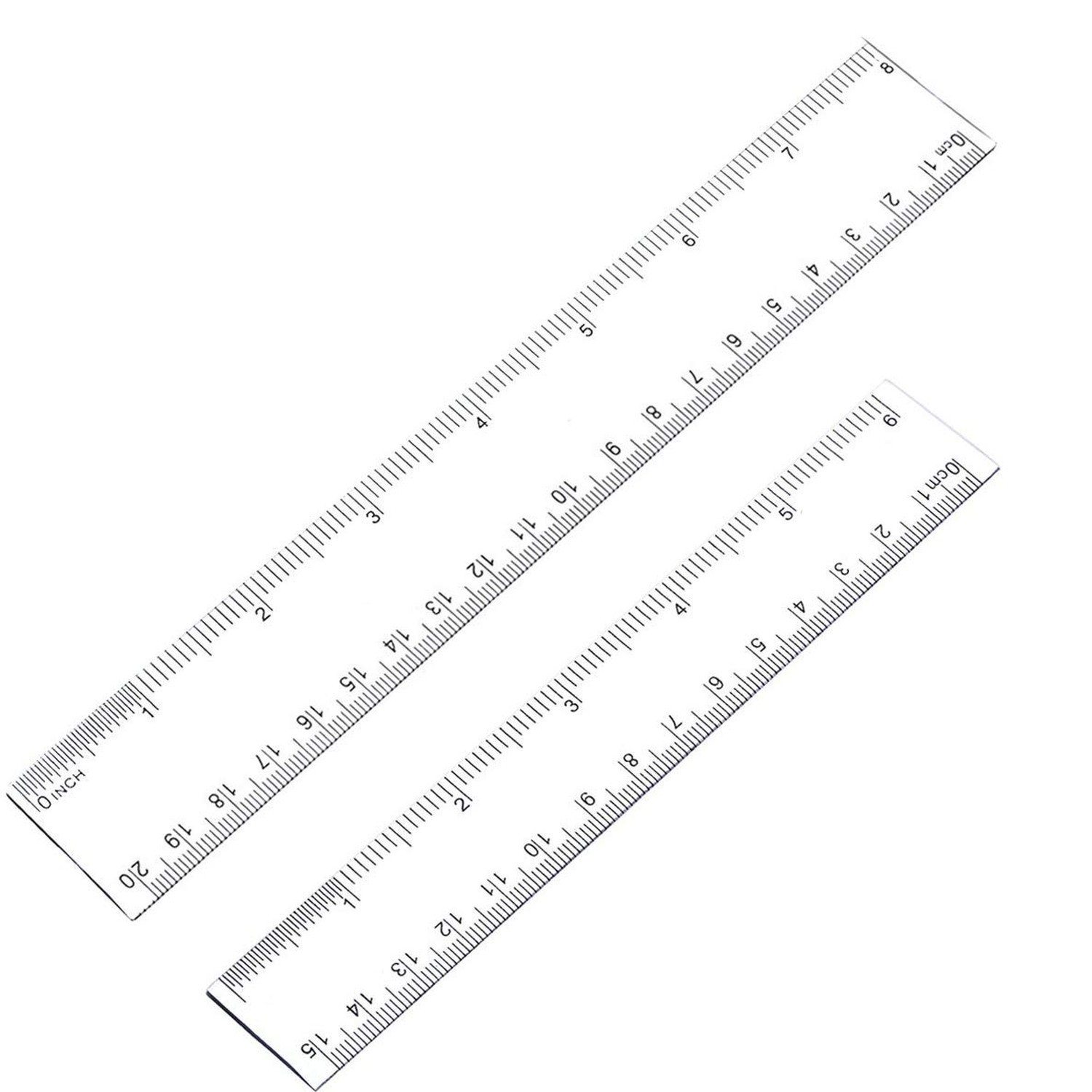 Sowaka 2 Pcs Ruler Plastic Clear Sraight Measuring Tool 6 Inch 8 Inch Transpa...