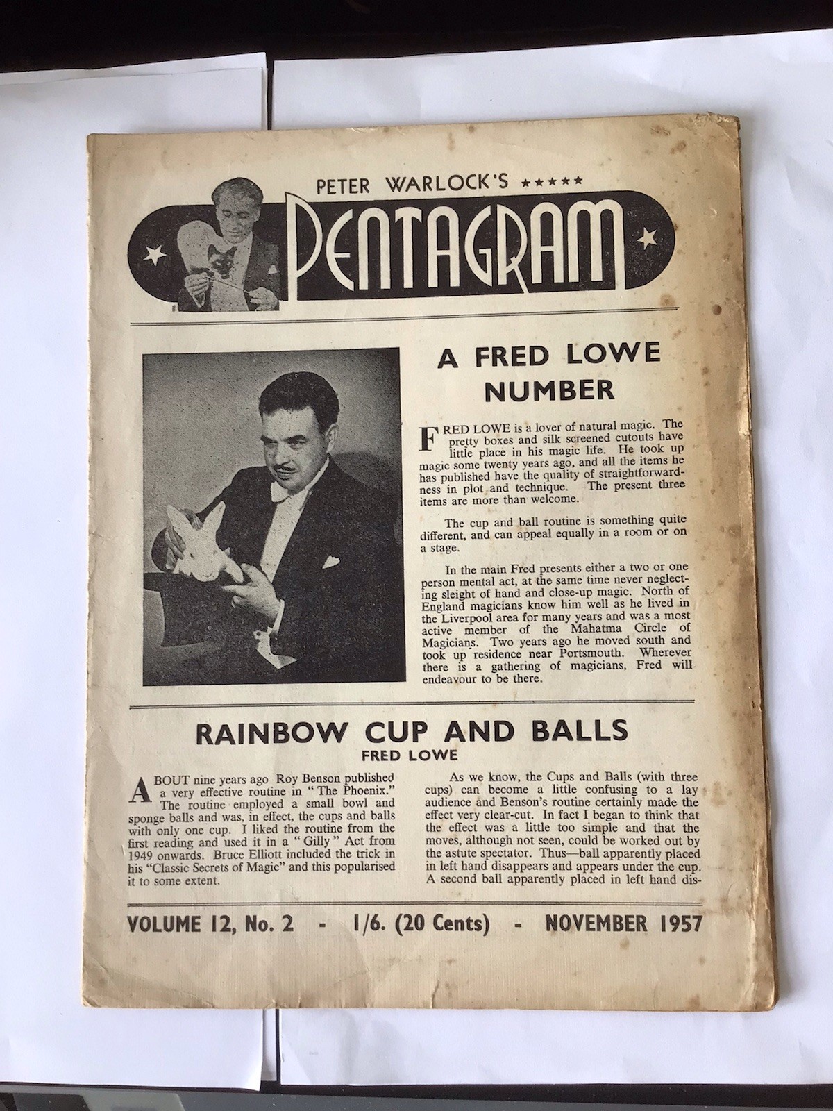 VINTAGE MAGIC MAGAZINE - Pentagram - Vol 12 No 2 - November 1957