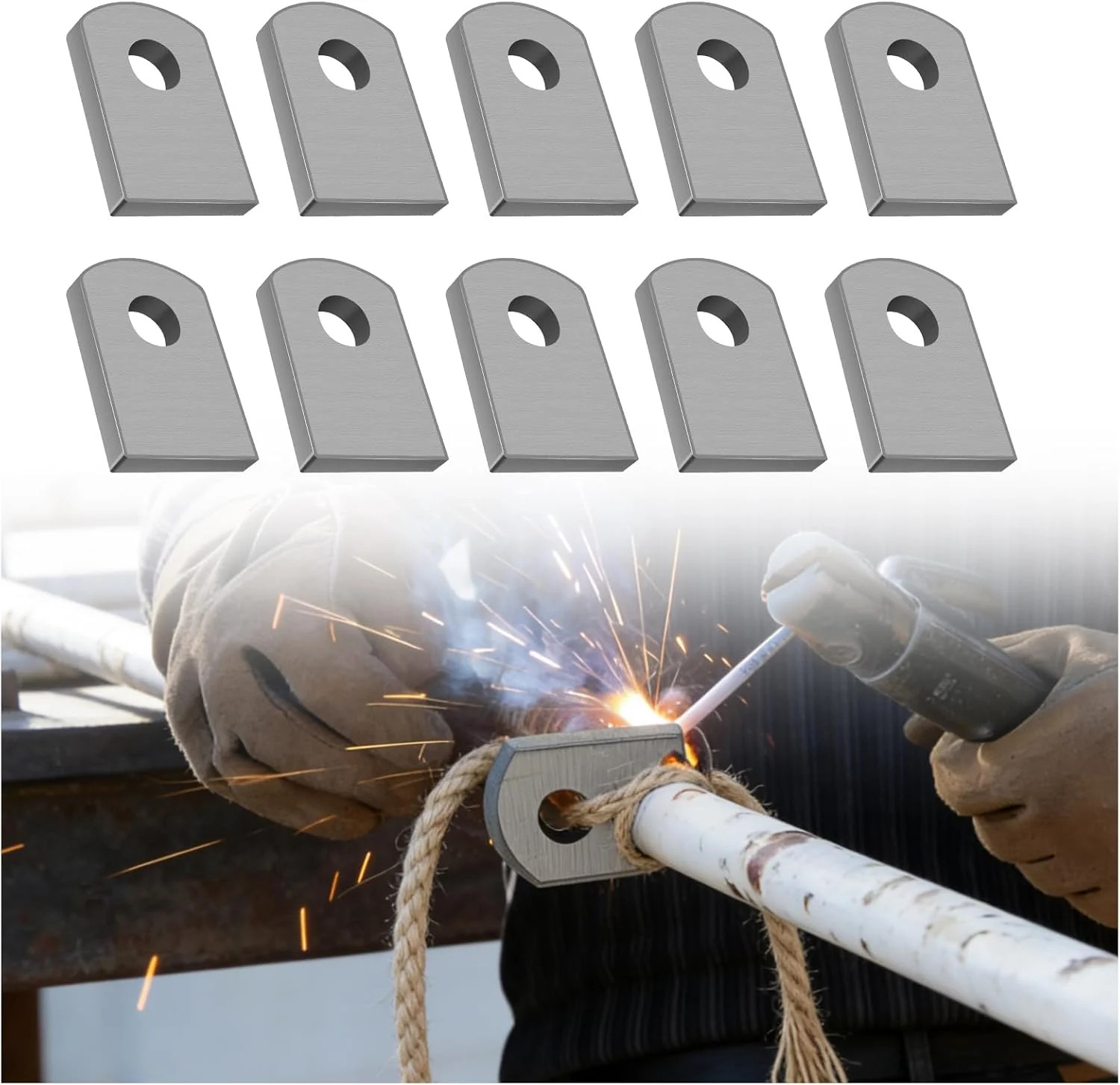 10PCS Weld on Tabs Flat Bottom with 3/8" Hole,1-1/2 Inch Weld on Shock Mounts fo