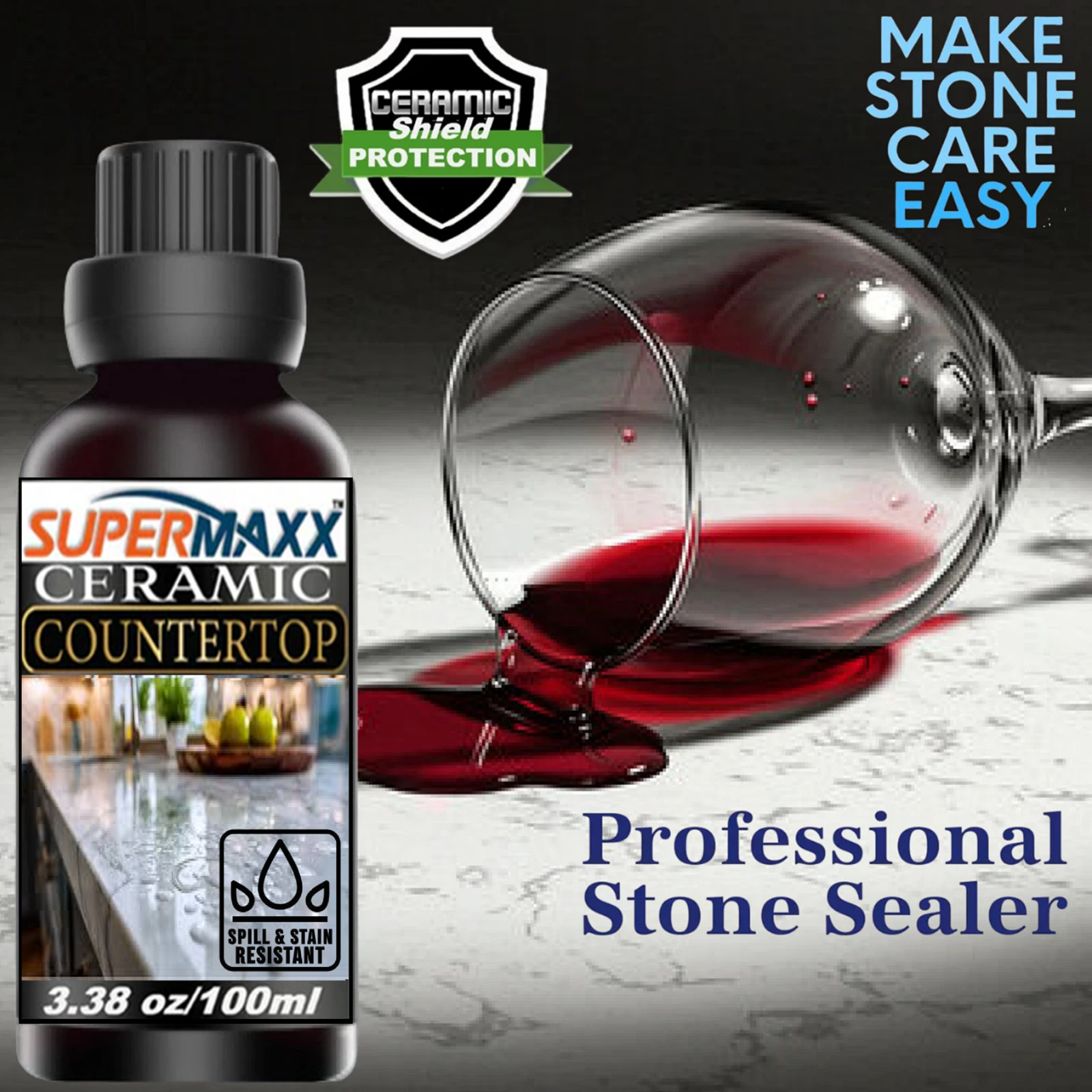MARBLE QUARTZ 'COUNTERTOP SEALER' CERAMIC COATING ETCH & STAIN RESISTANT - 'KIT'