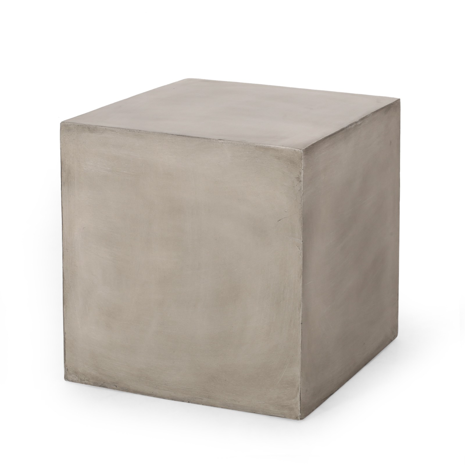 Outdoor Square Side Table Light Grey MGO Concrete 22" Cube