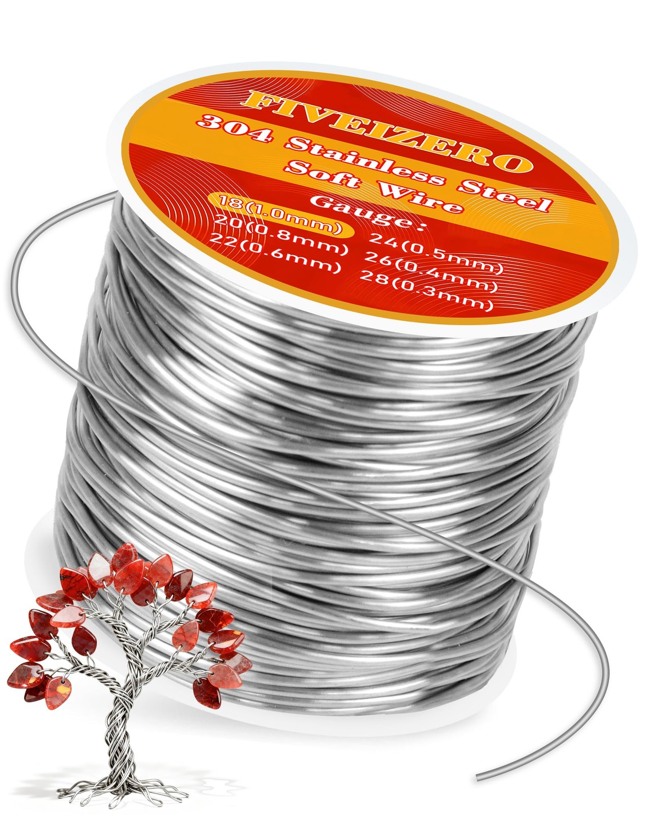 FIVEIZERO 18 Gauge 304 Stainless Steel Wire for Jewelry 18 Gauge, Silver