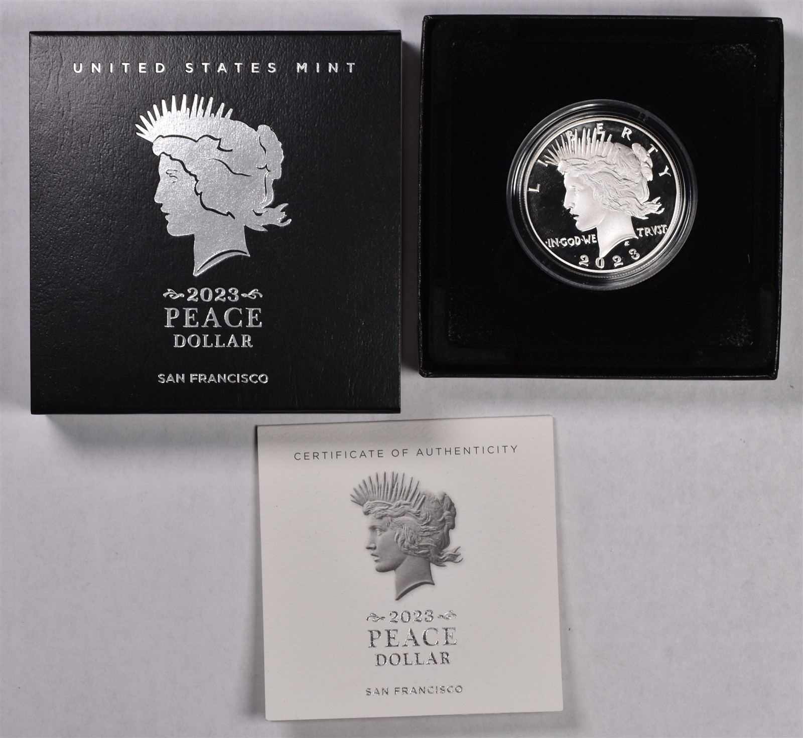 2023-S U.S. Box Peace Silver Dollar With Box & COA - Proof