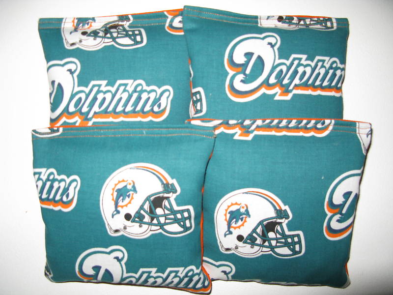 MIAMI DOLPHINS Cornhole Bean Bags 4 ACA Regulation Corn Toss Tailgate Baggo Bags