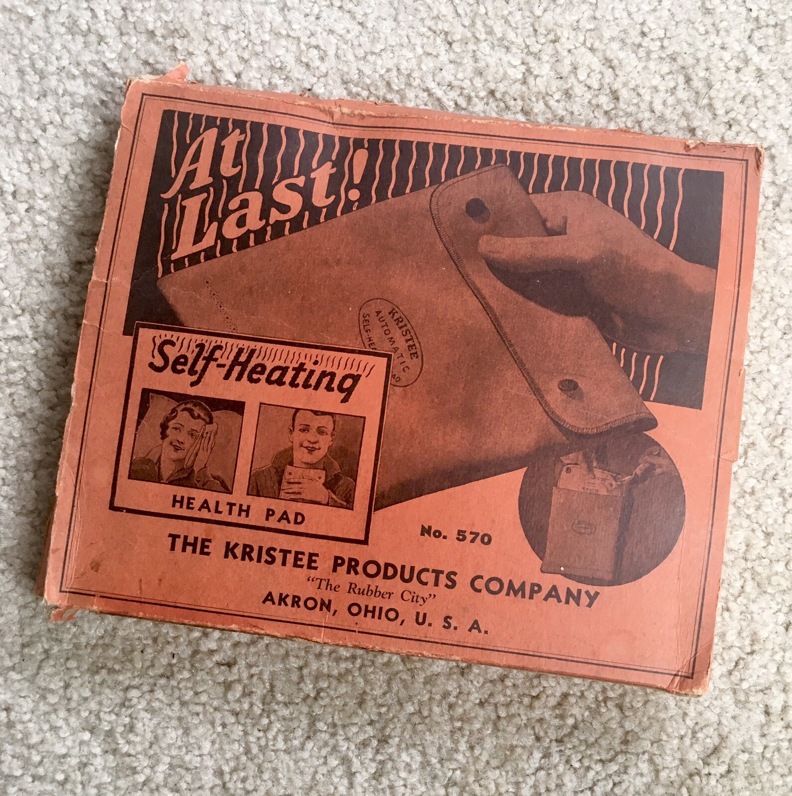 Vintage Kristee Self-Heating Health Pad No. 570 - Kristee Products Co. Akron OH