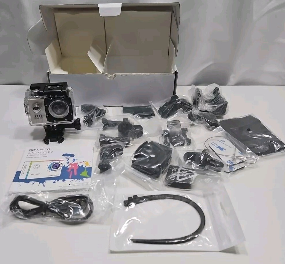 DBPOWER Waterproof Action Camera 12MP 1080P HD w/2 Batteries & Accessories New