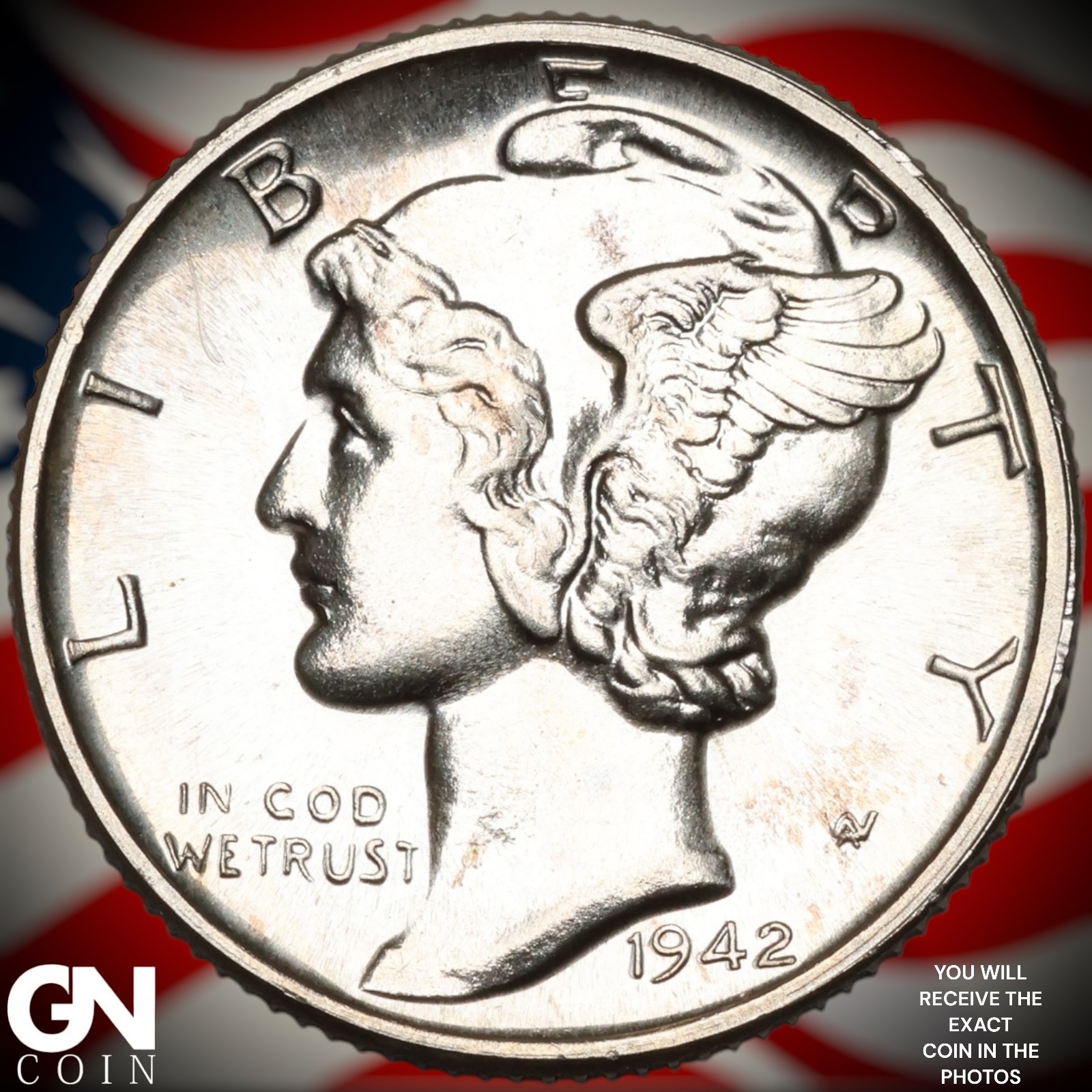 1942 PROOF Mercury Dime A9165