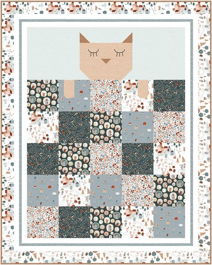 Feline Drive Fabric BABY DREAMS QUILT Pattern Cat Kitten Puppy - Paper Pattern