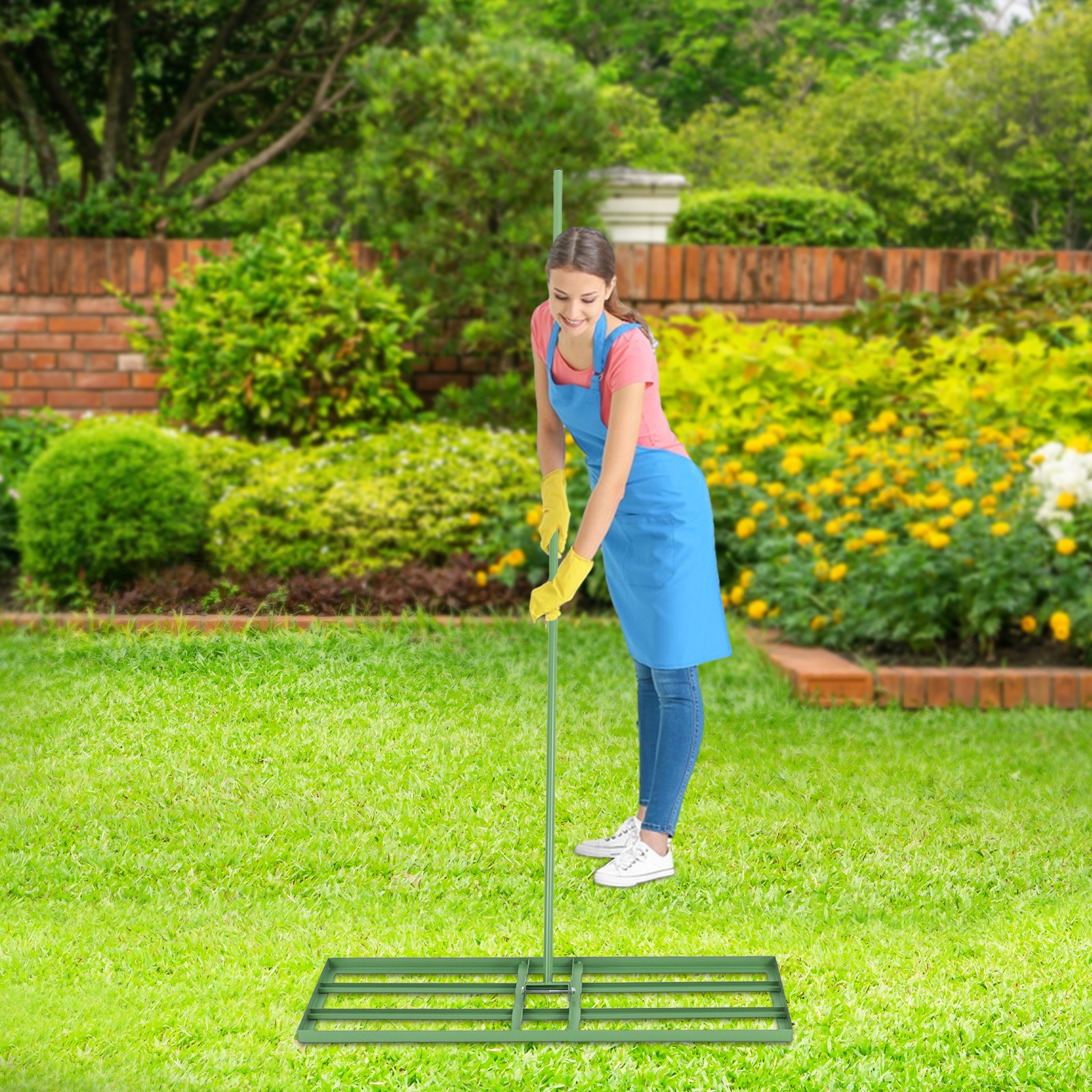Lawn Leveling Rake 35.83*9.84 inch Lawn Leveler Tool With 5.74ft Handle