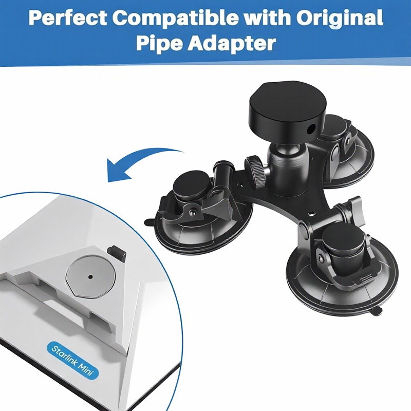 For Starlink Mini Roof Triangular Suction Cup Mount 360 Horizontal Adjustment