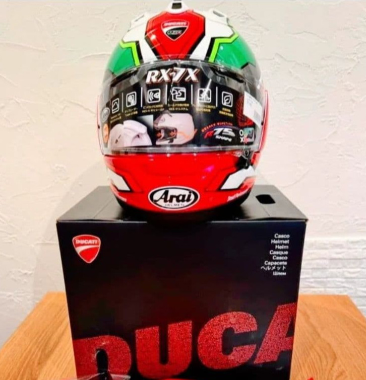 Arai RX-7X Ducati V8 Flag Full Face Helmet XL Size New