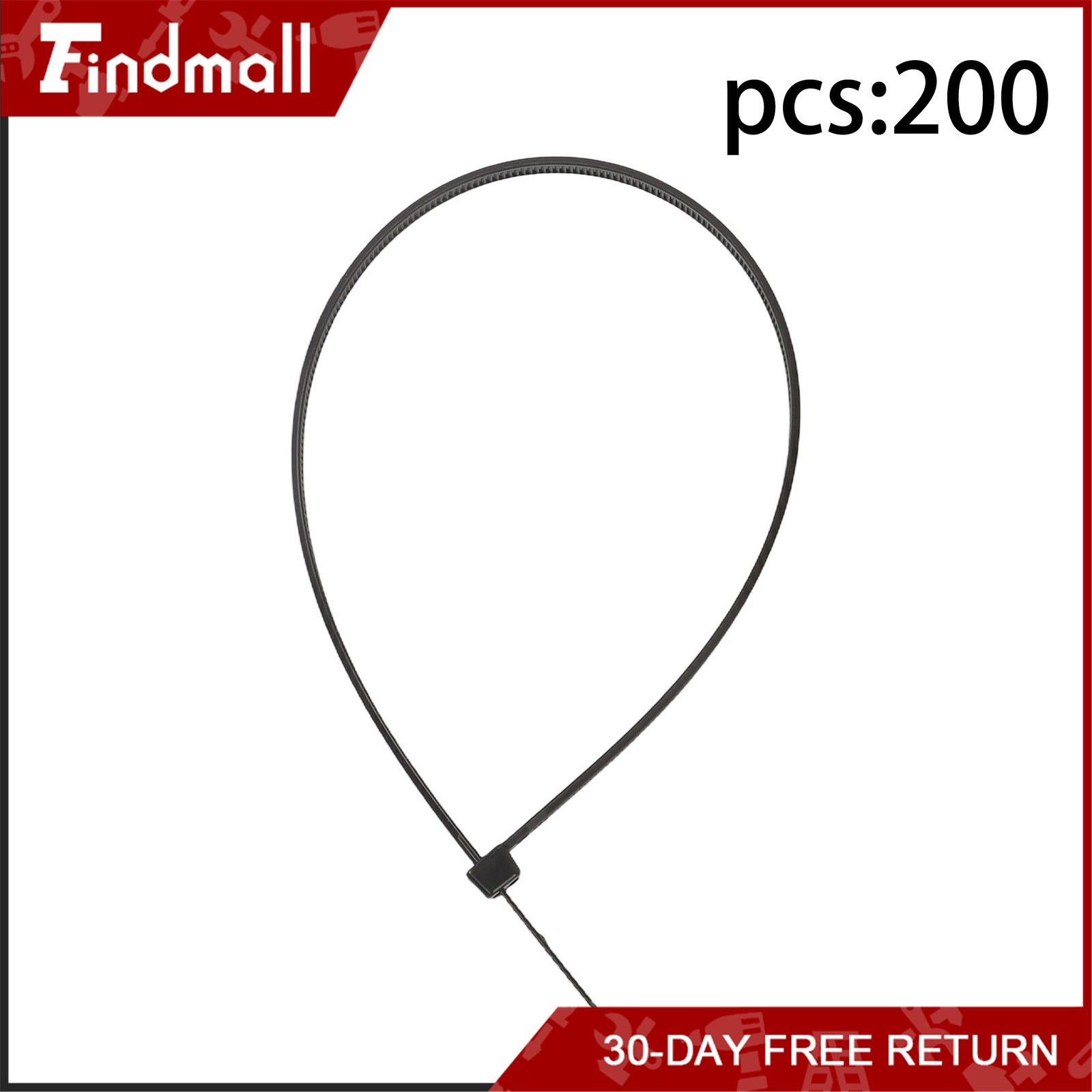 Findmall 14" Zip Ties Double Sided Toothed 100 LBS Strength Cable Ties 200 Pack