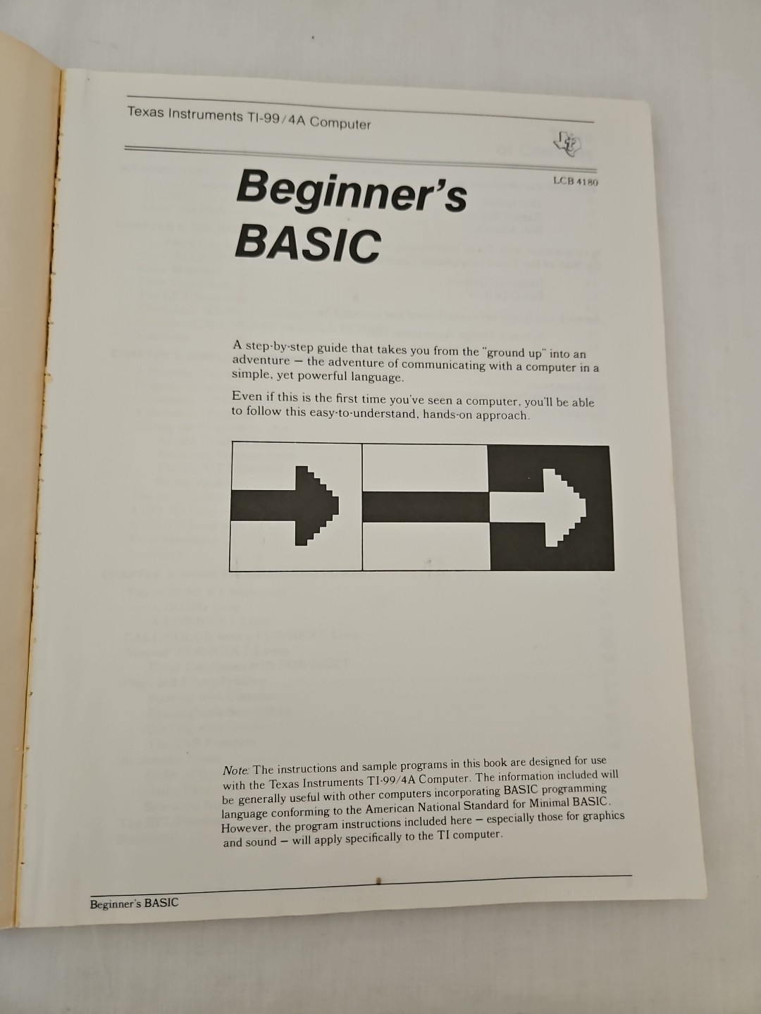 Vintage Texas Instruments TI-99/4A Computer Beginners Basic 1981 paperback Book