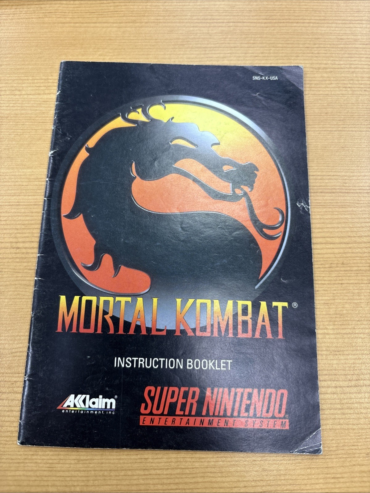 Super Nintendo SNES Manual Only Mortal Kombat
