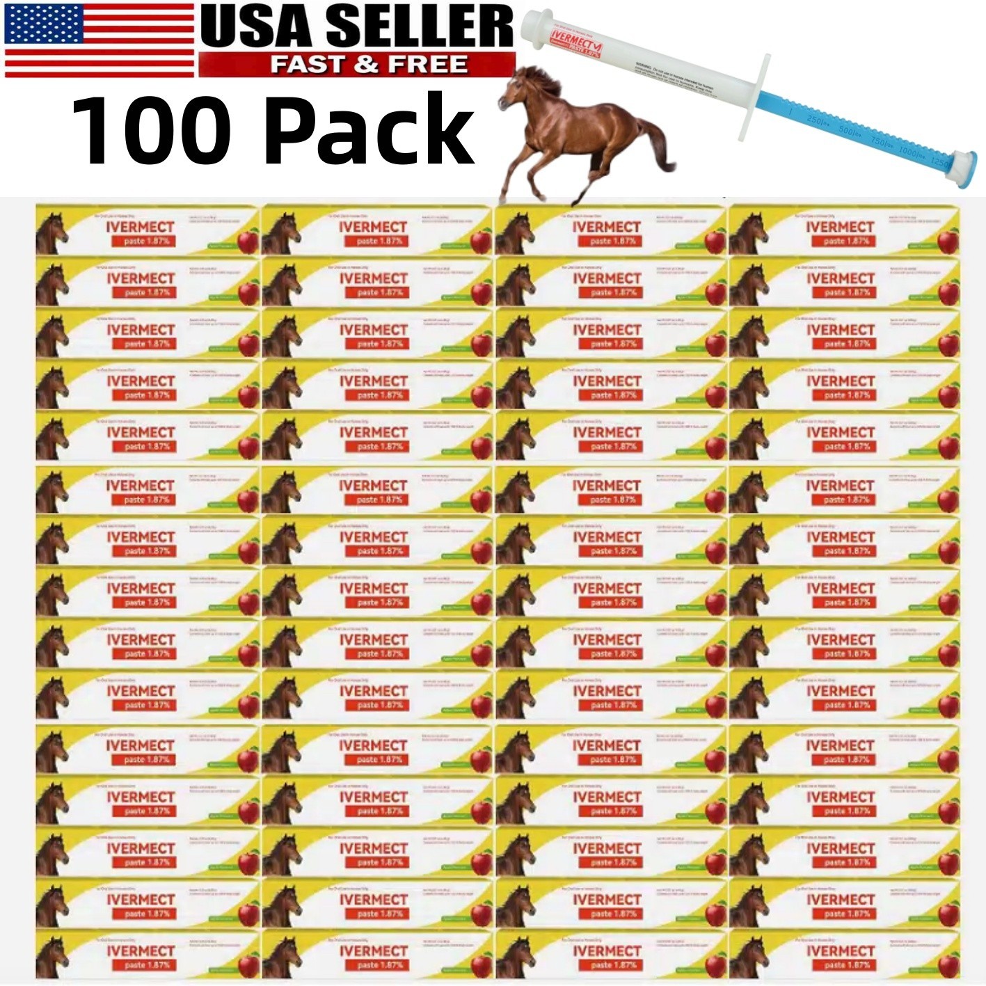 100 Pack in Box Paste Horse Dewormer Apple Flavor Wormer Friendly Design 1 /2028