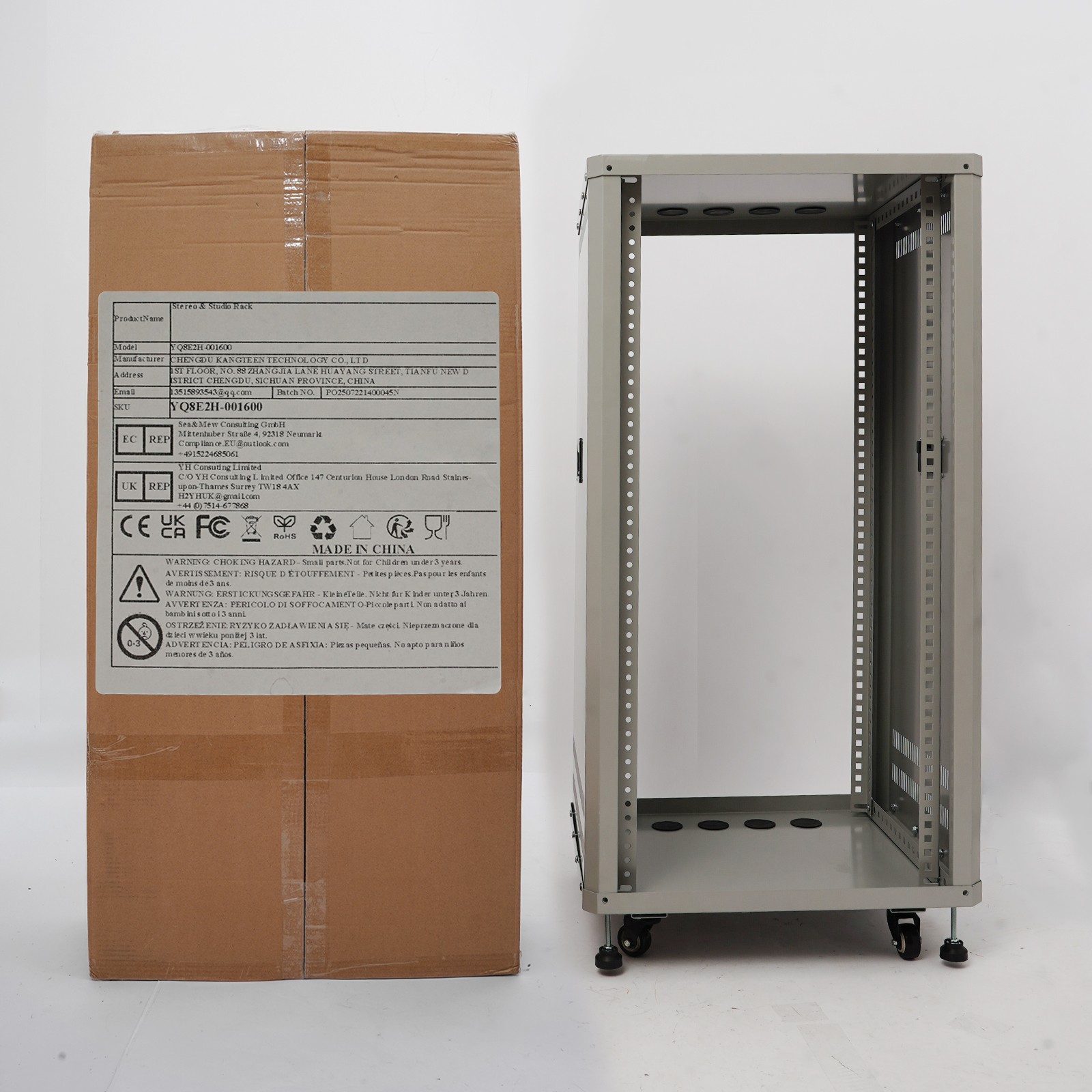22U Stereo & Server Rack with Wheels Rolling DJ Mixer Stand Open Frame Rack