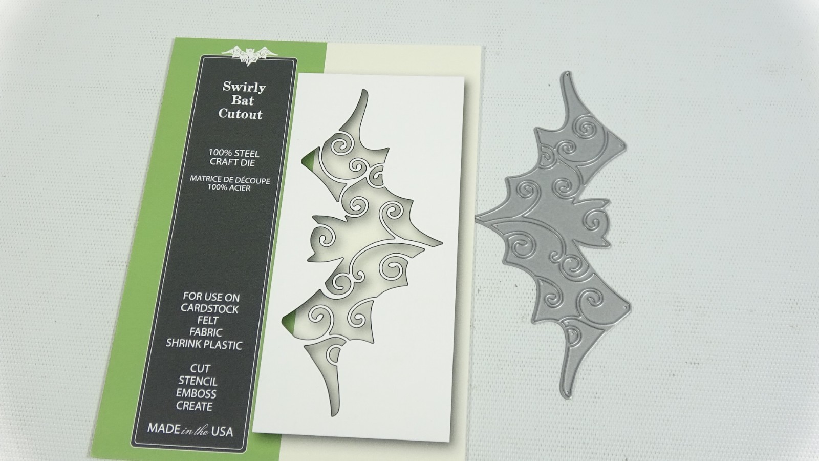 2015 Poppystamps Swirly Bat Cutout Halloween Craft Die 1247