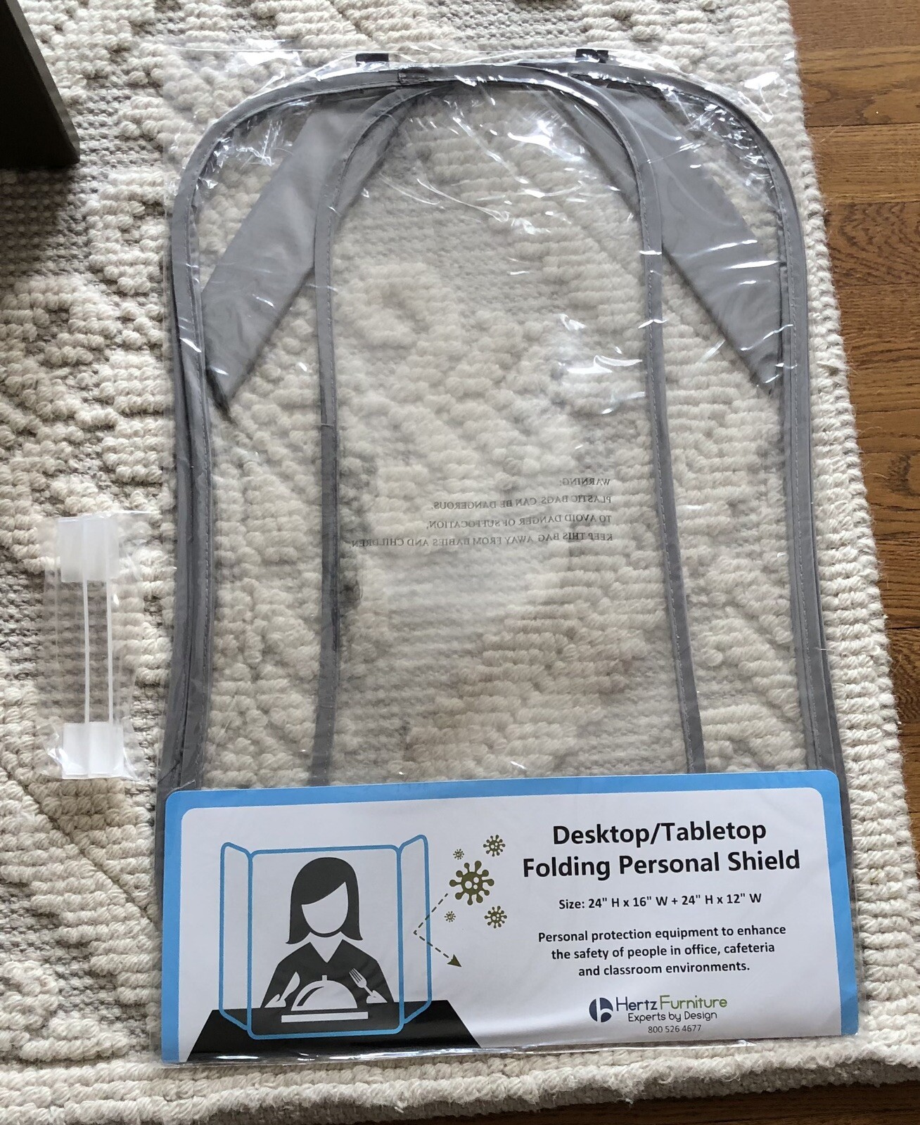 Desktop/ Tabletop Folding Personal Shield size 24"H X 16"W + 24"H X 12" W New