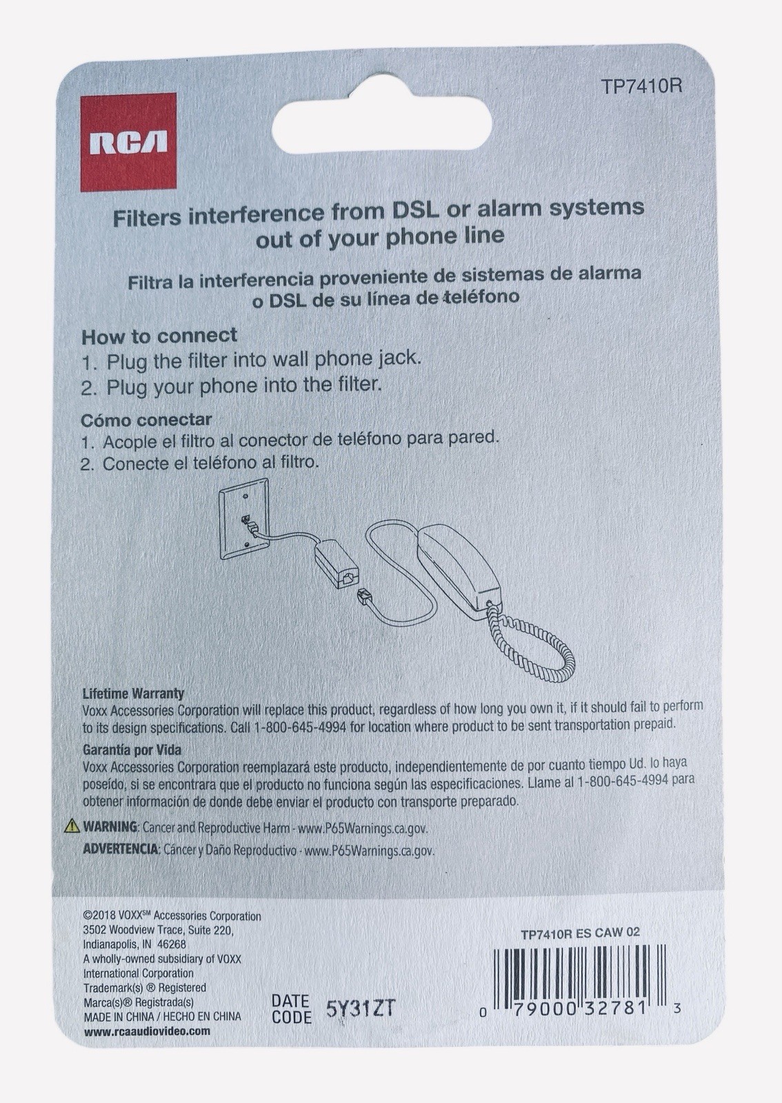 RCA DSL & Phone or Security System DSL Line Filter TP7410R
