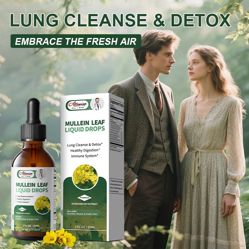 2 PACK Mullein Drops for Lungs, Detox and Cleanse Mullein Extract Supplement