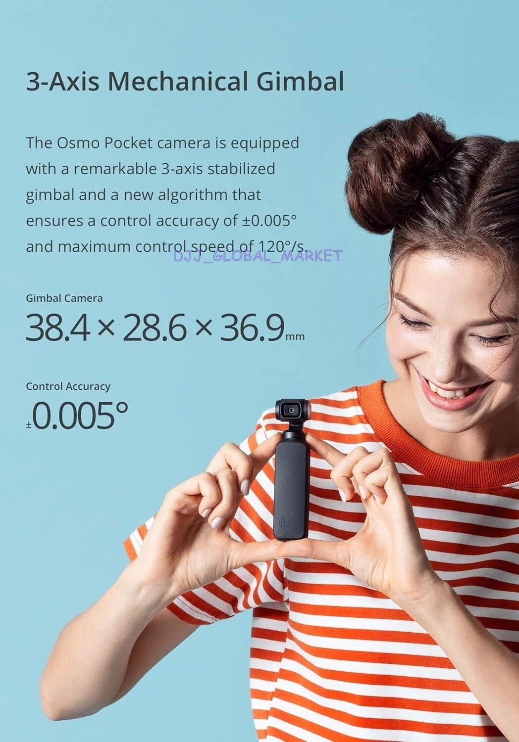 DJI Osmo Pocket-Handheld 3-Axis Gimbal Stabilizer with integrated Camera 96%NEW