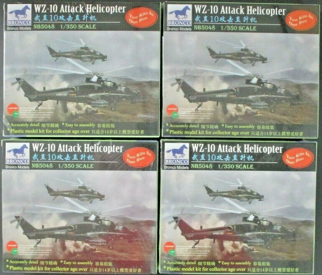 Bronco 1/350th Scale WZ-10 Attack Helicopter Kit No. NB5048 (2 Kits in Box) 4pk