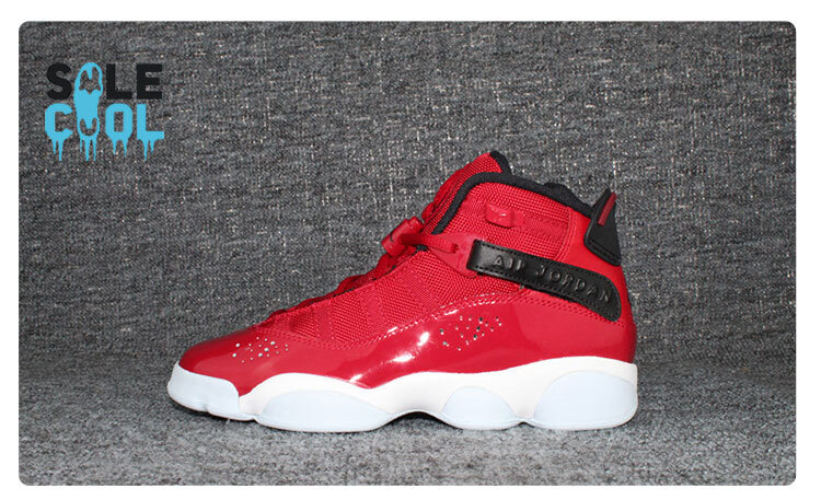 Nike Air Jordan 6 Rings GS RED Patent Black Basketball Shoes 323419-601