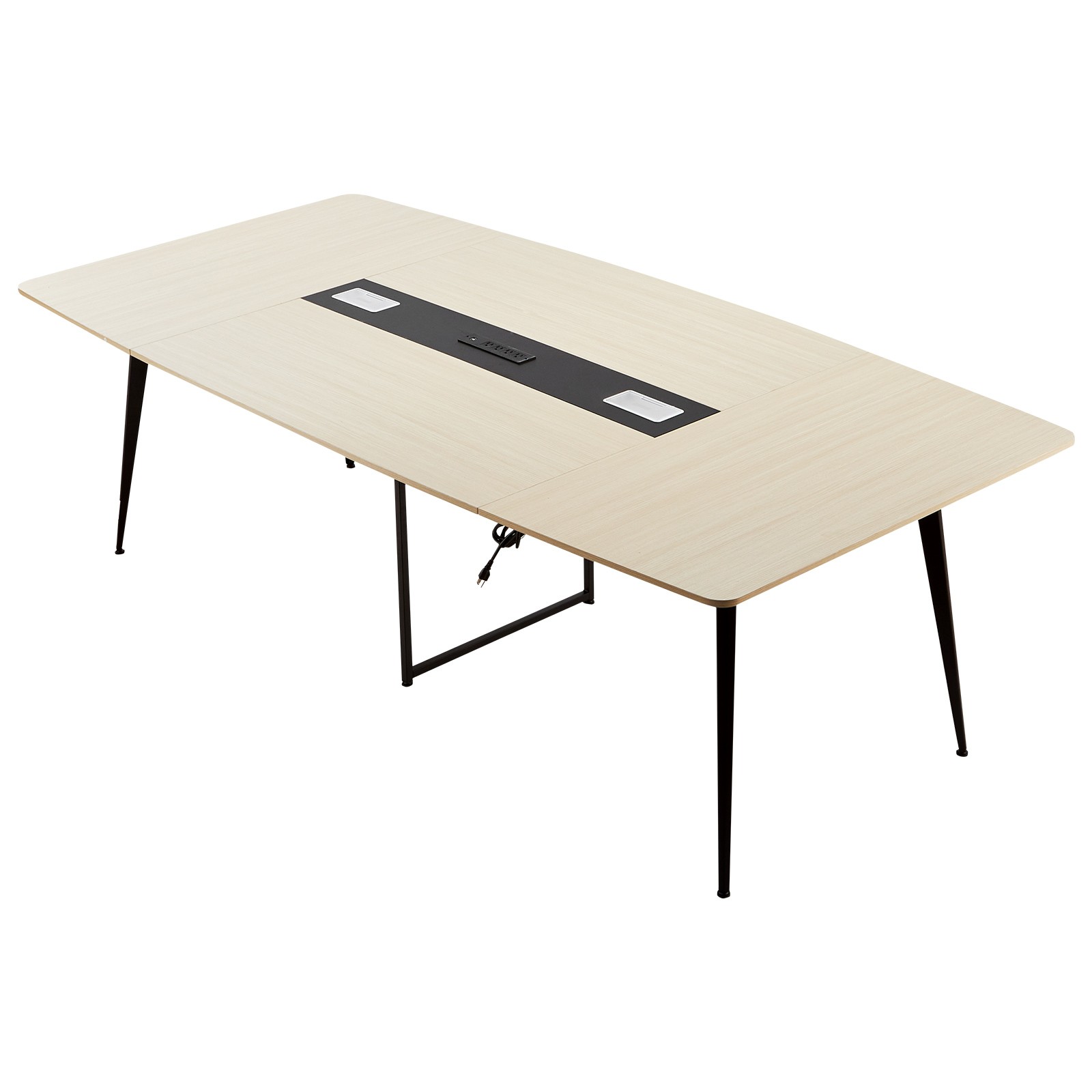 Uimoso 8 ft Boat-Shaped Office Meeting Table with Built-In Charging Station