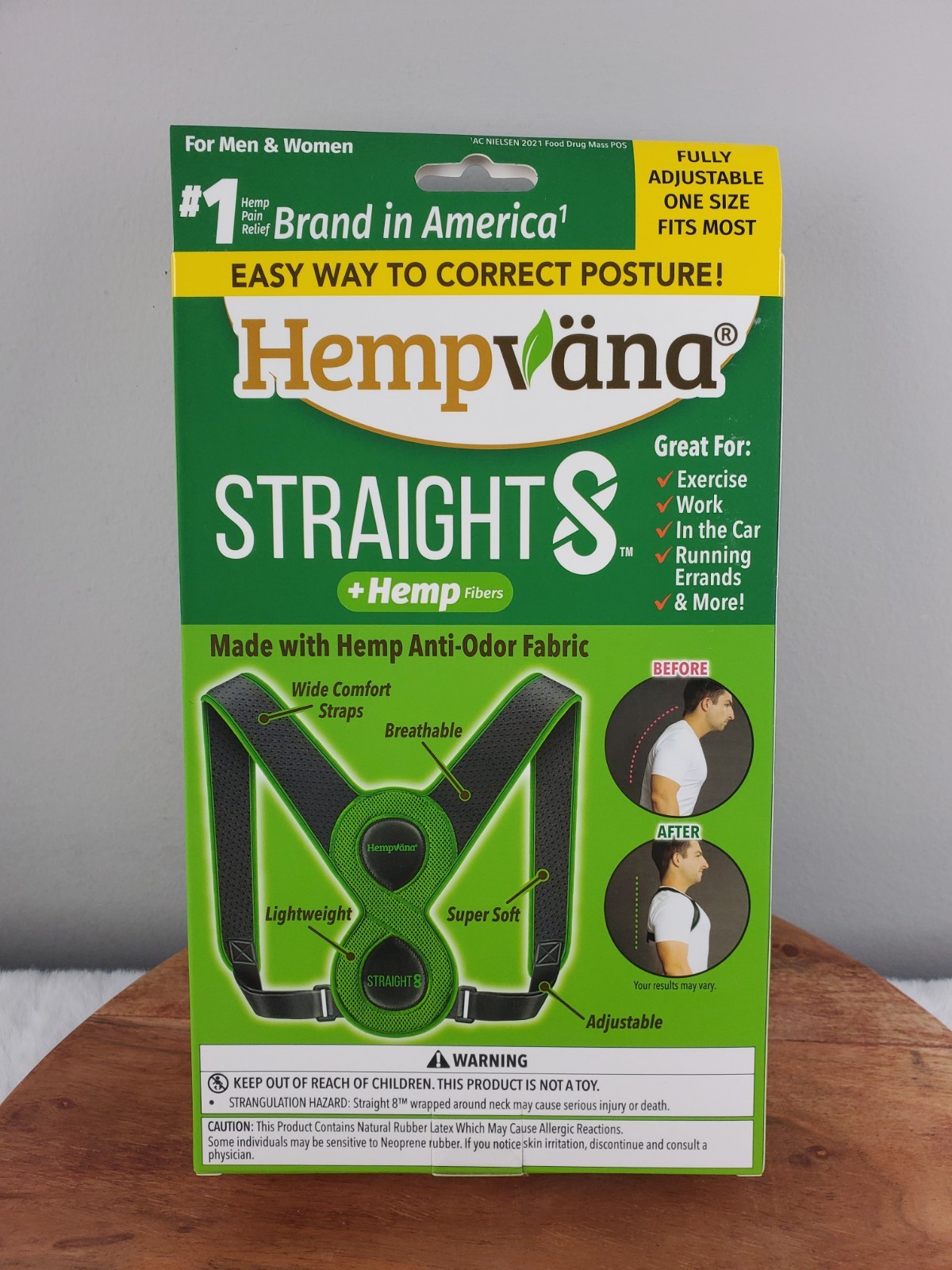 Hempvana Straight 8 Fully Adjustable Lightweight Back Brace & Posture Correction