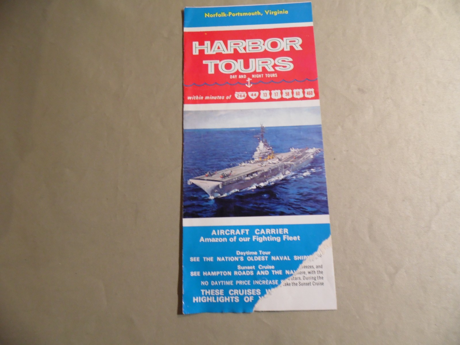 Norfolk Portsmouth Virginia Harbour Tours Pamphlet / Free Domestic Shipping
