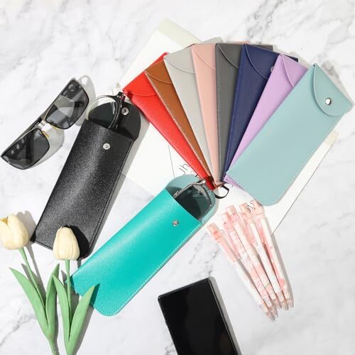 10 Pack Soft Eyeglass Case Assorted Colors Leather Glasses Case Portable