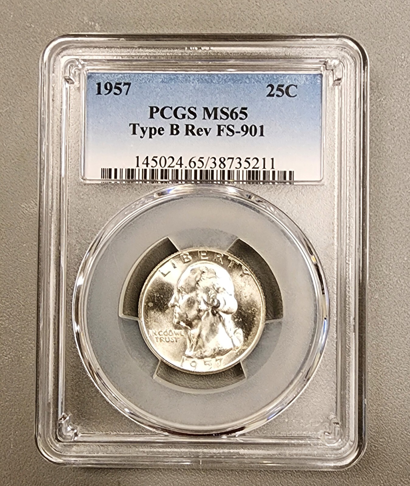 1957 Washington Silver Quarter Type B Reverse FS-901 MS65 PCGS
