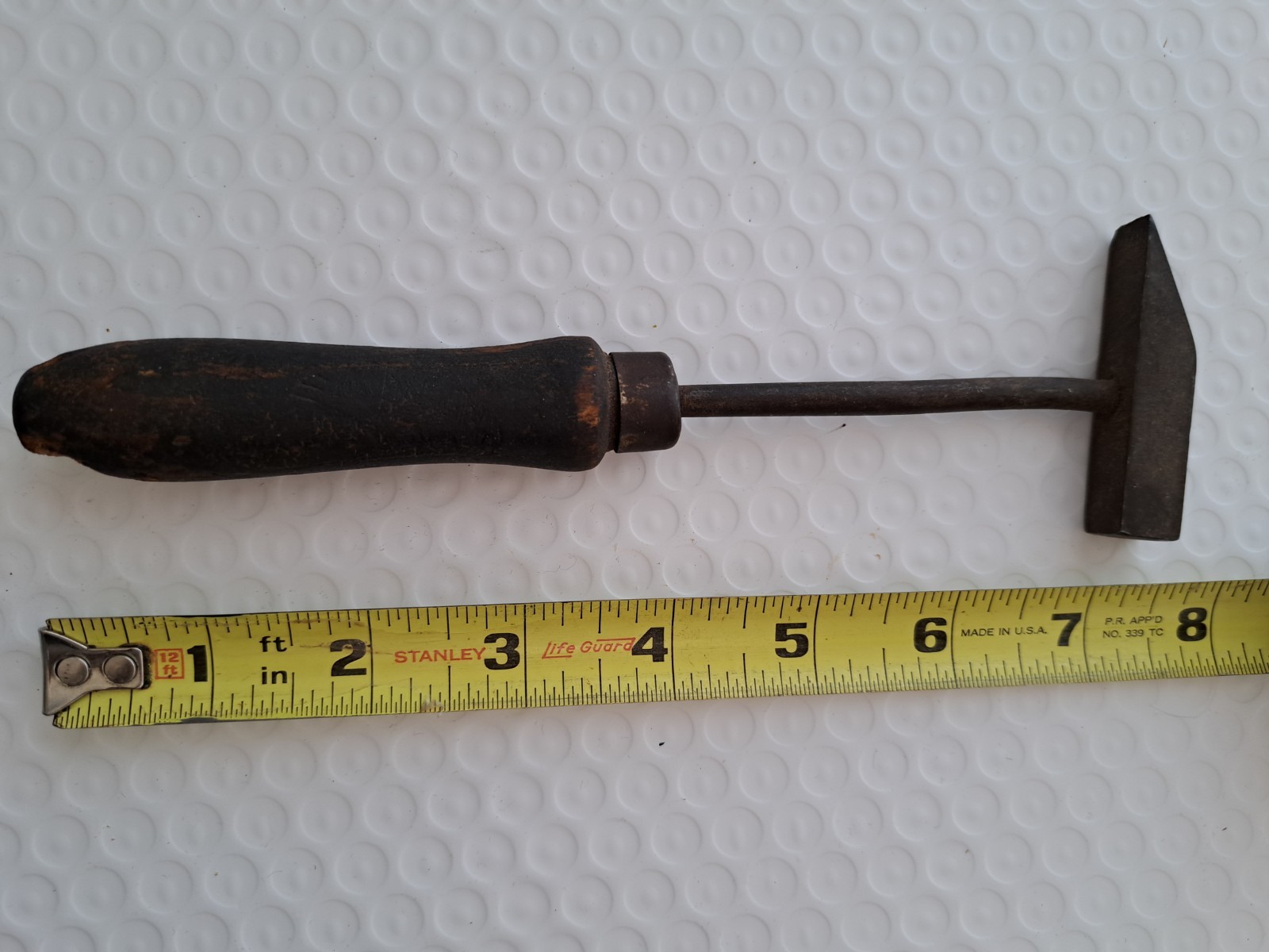 Antique Small  Welders Slag Hammer. Wood Handle. 3.4 Oz Total Weight
