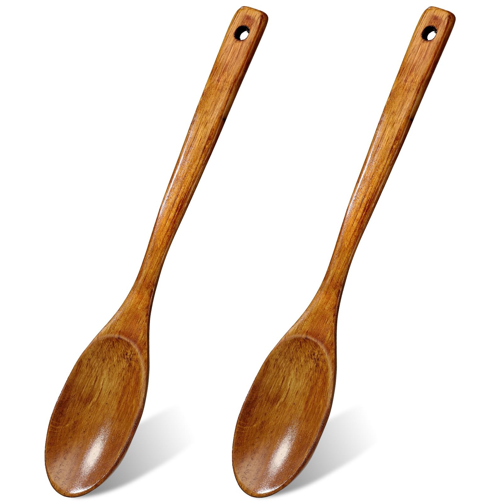 2Pcs Wooden Cooking Spoons, 12.8" Extra Long Handle Wooden Spoon for Nonstick...