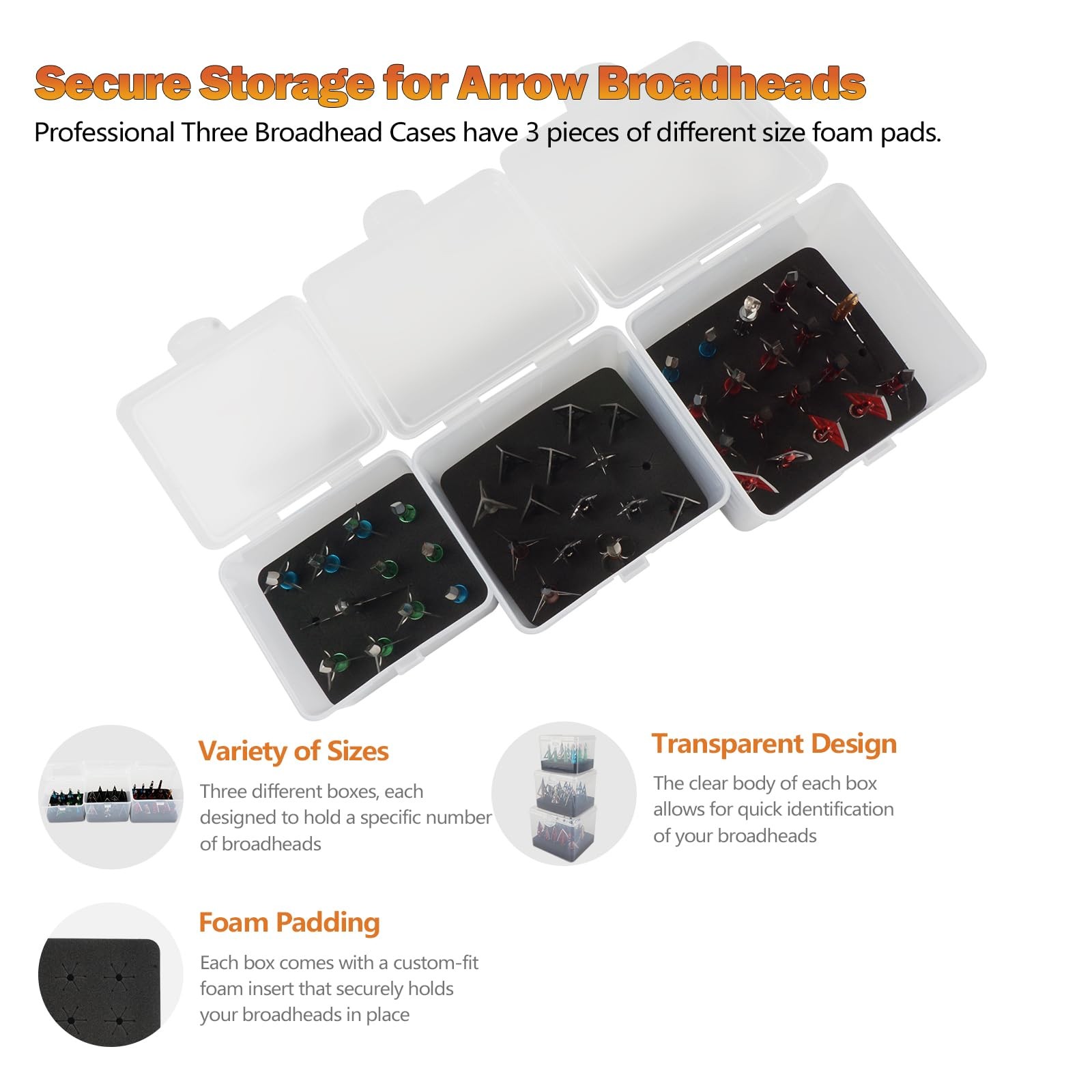 Smarkey Broadhead Box, Archery Storage Case, Arrow Head transparency