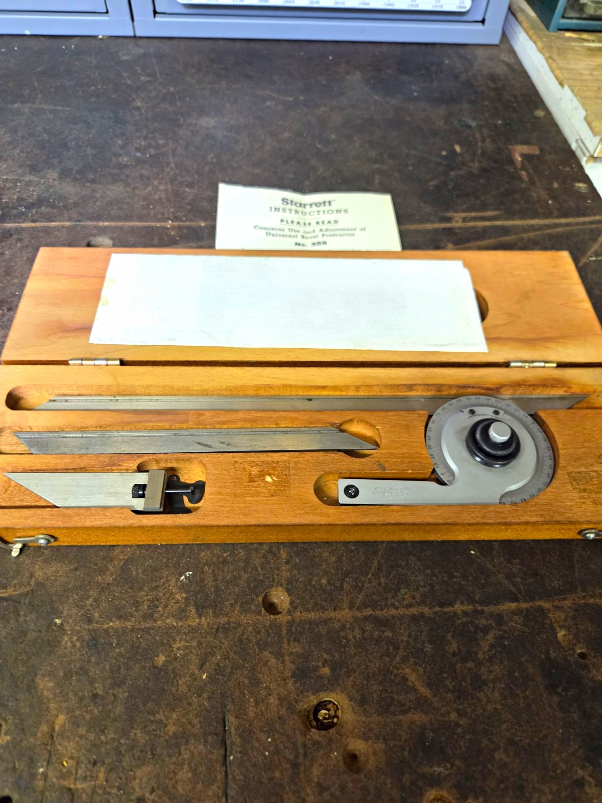 Starrett No. 359 Universal Bevel Protractor 12in and 7in Blade w/ Case