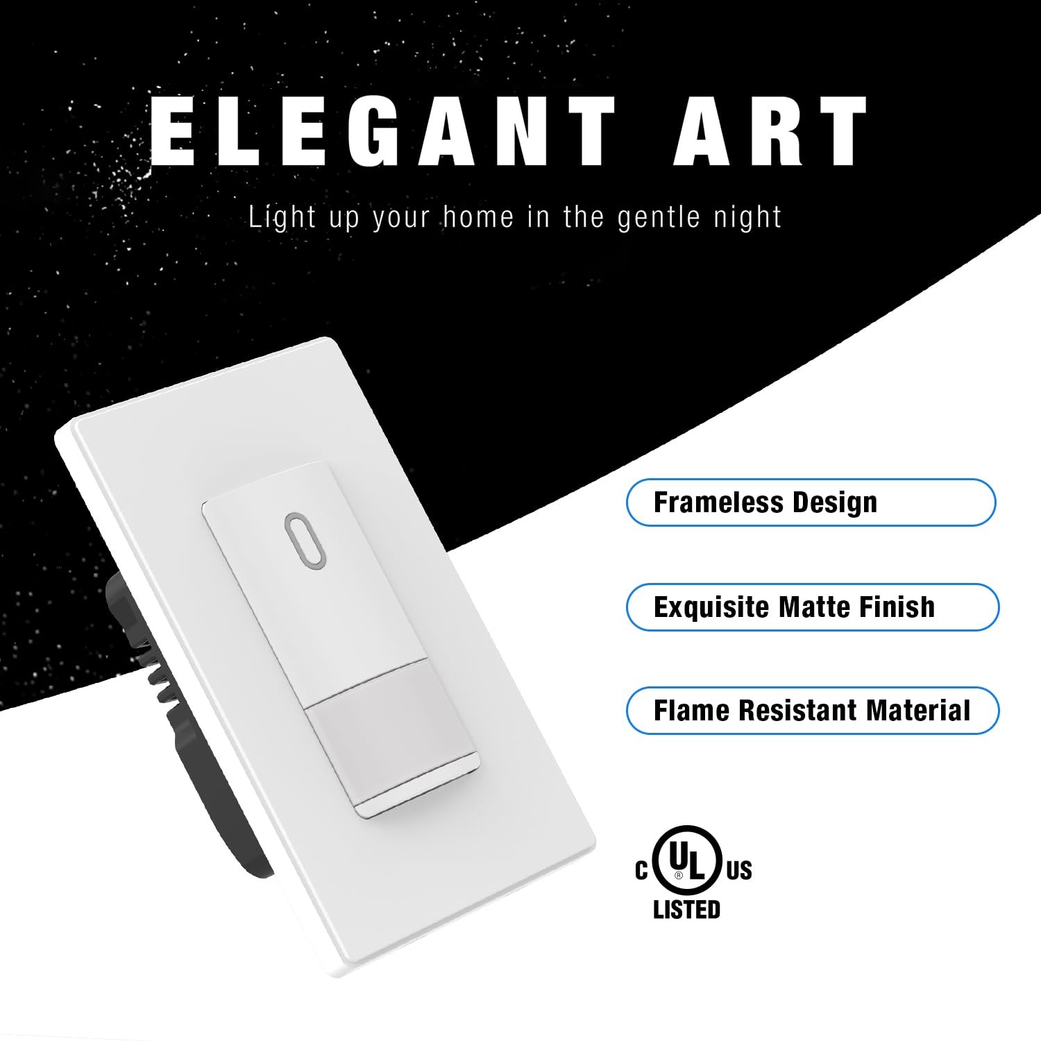 ELEGRP Matte White Single Pole Occupancy Motion Sensor Light Switch, Need Neu...