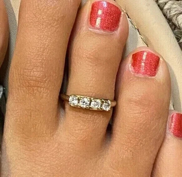 0.05Ct Round Cut Lab Created Diamond Women's Toe Ring 14K Yellow Gold Plated