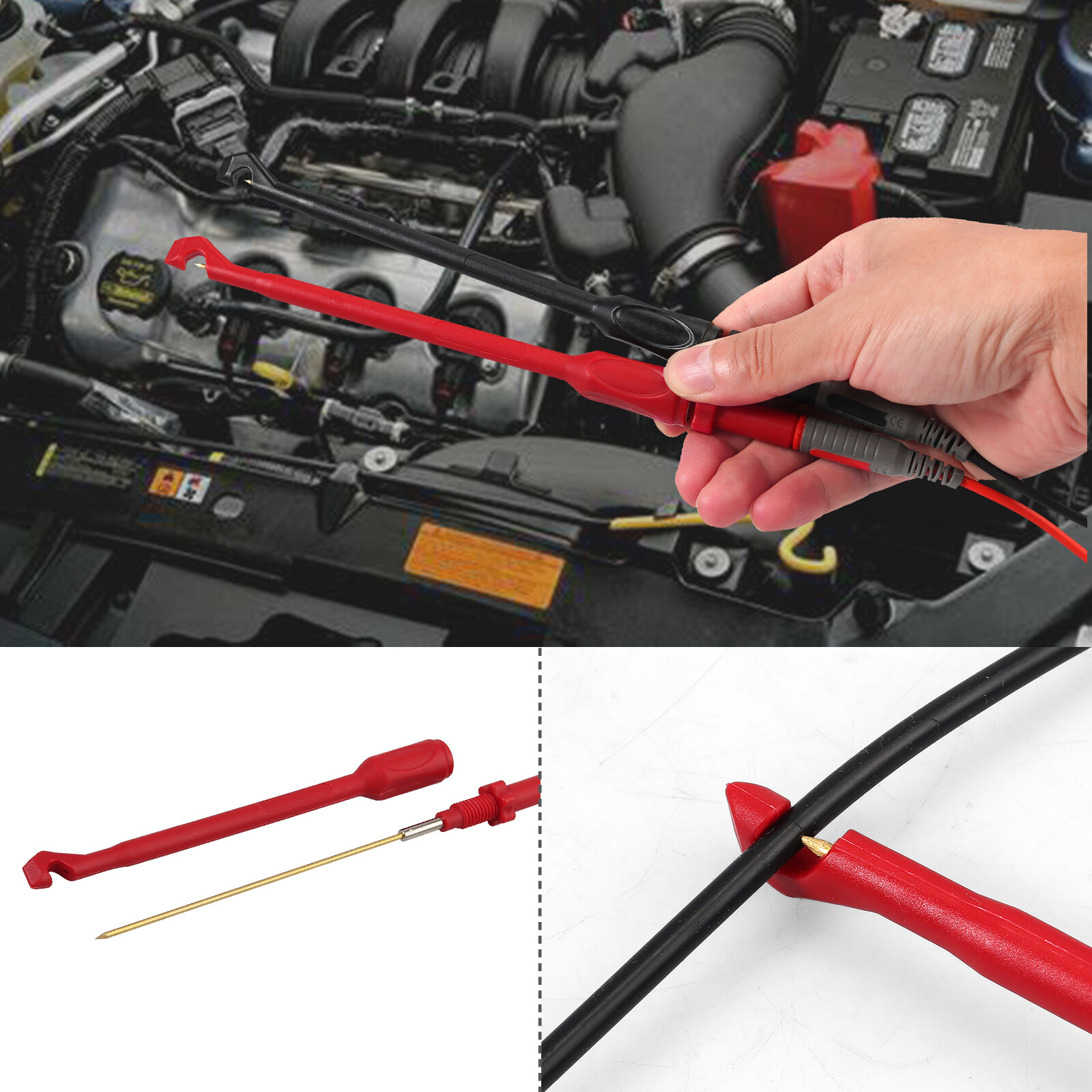 8X Test Lead Multimeter Kit Wire-Piercing Clip Test Probe Puncture 4mm Thickness