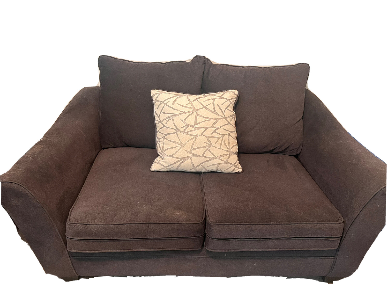 Gently Used Gray Love Seat w/ Decorative Pillow