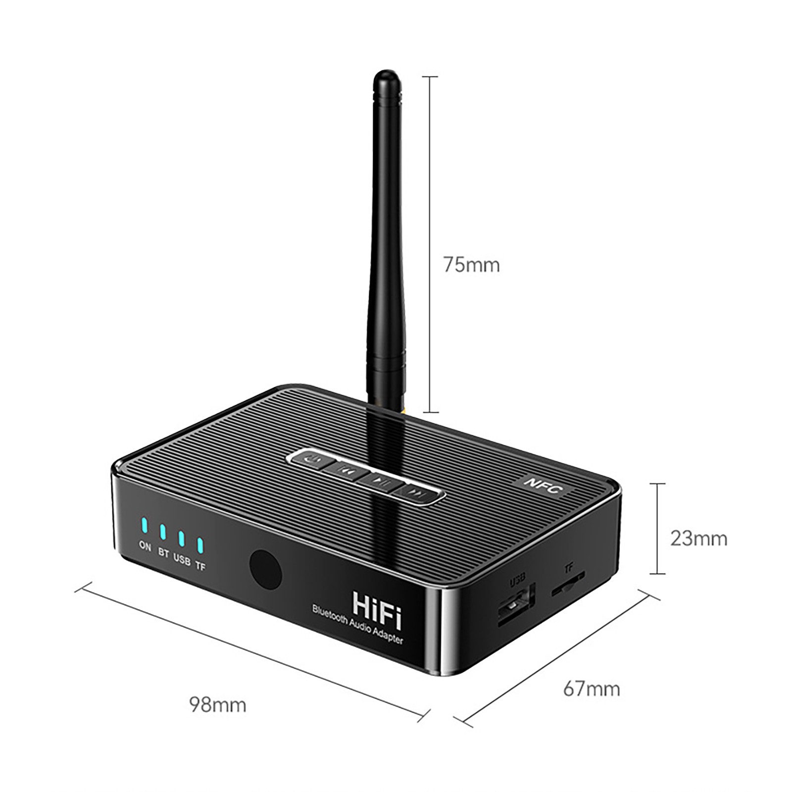 Bluetooth5.1 Digital Receiver Wireless NFC to RCA Stereo Audio Amplifier Adapter