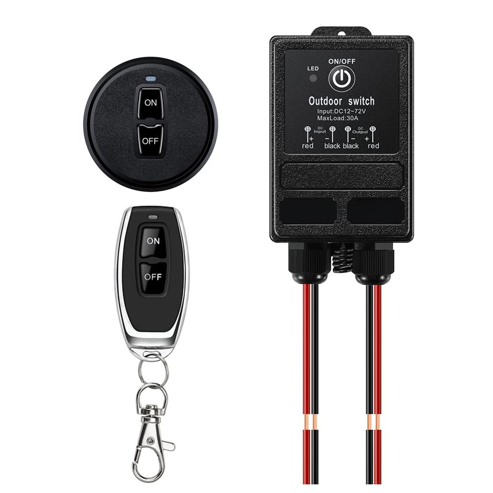 12v Remote Control Relay Switch, DC 12V-72V Wireless Switch 328ft Long Range,...