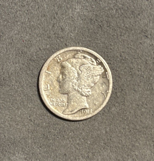 1918 S Mercury Dime 90% Silver VG/F 10c San Francisco Mint .900 Fine